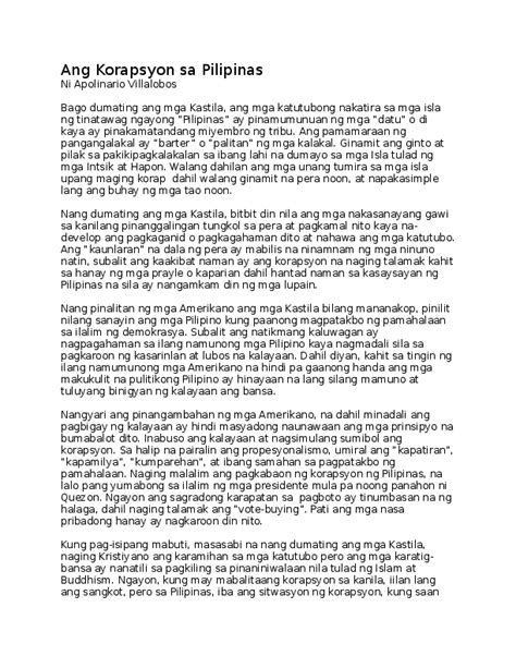 korapsyon sa pilipinas essay brainly|(DOC) Ang Korapsyon sa Pilipinas .